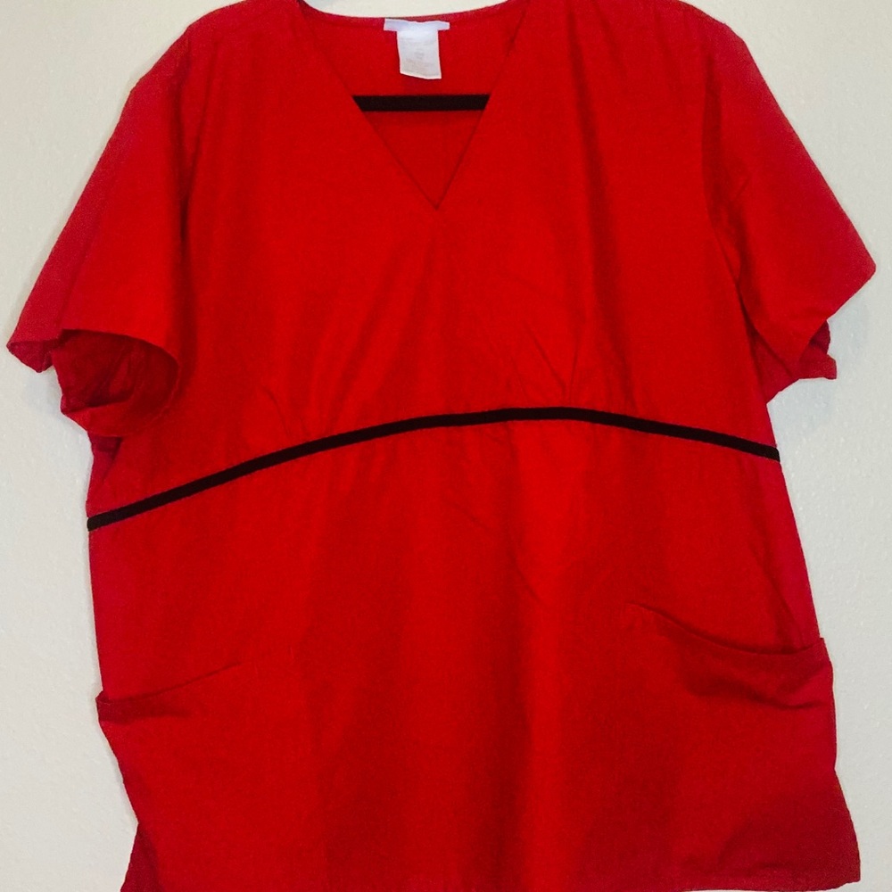 Red scrub top